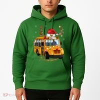 Funny School Bus Reindeer Santa Christmas School Bus Driver Hoodie thumb 2