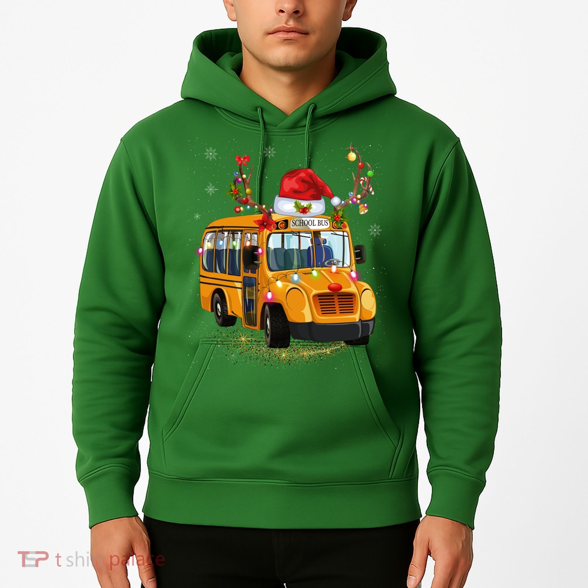 Funny School Bus Reindeer Santa Christmas School Bus Driver Hoodie