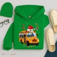 Funny School Bus Reindeer Santa Christmas School Bus Driver Hoodie thumb 4
