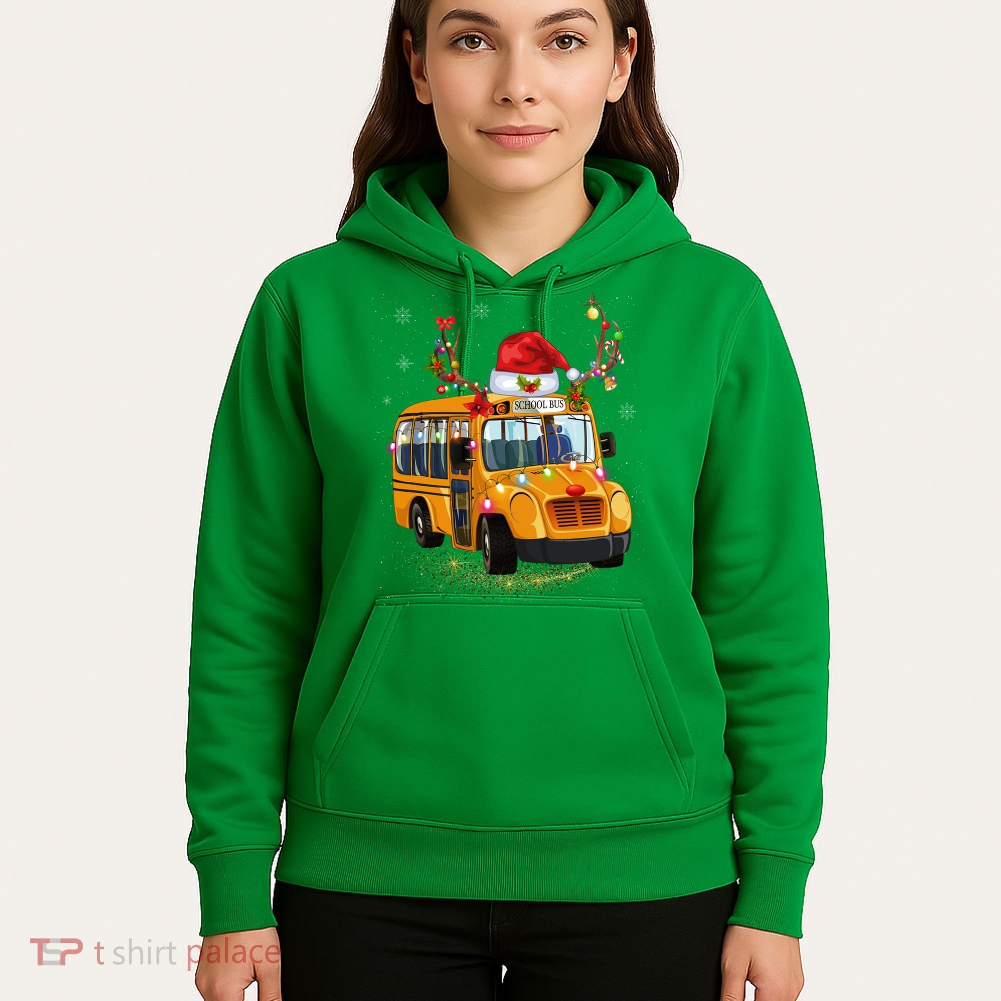 Funny School Bus Reindeer Santa Christmas School Bus Driver Hoodie
