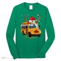 Funny School Bus Reindeer Santa Christmas School Bus Driver Long Sleeve Shirt thumb 0