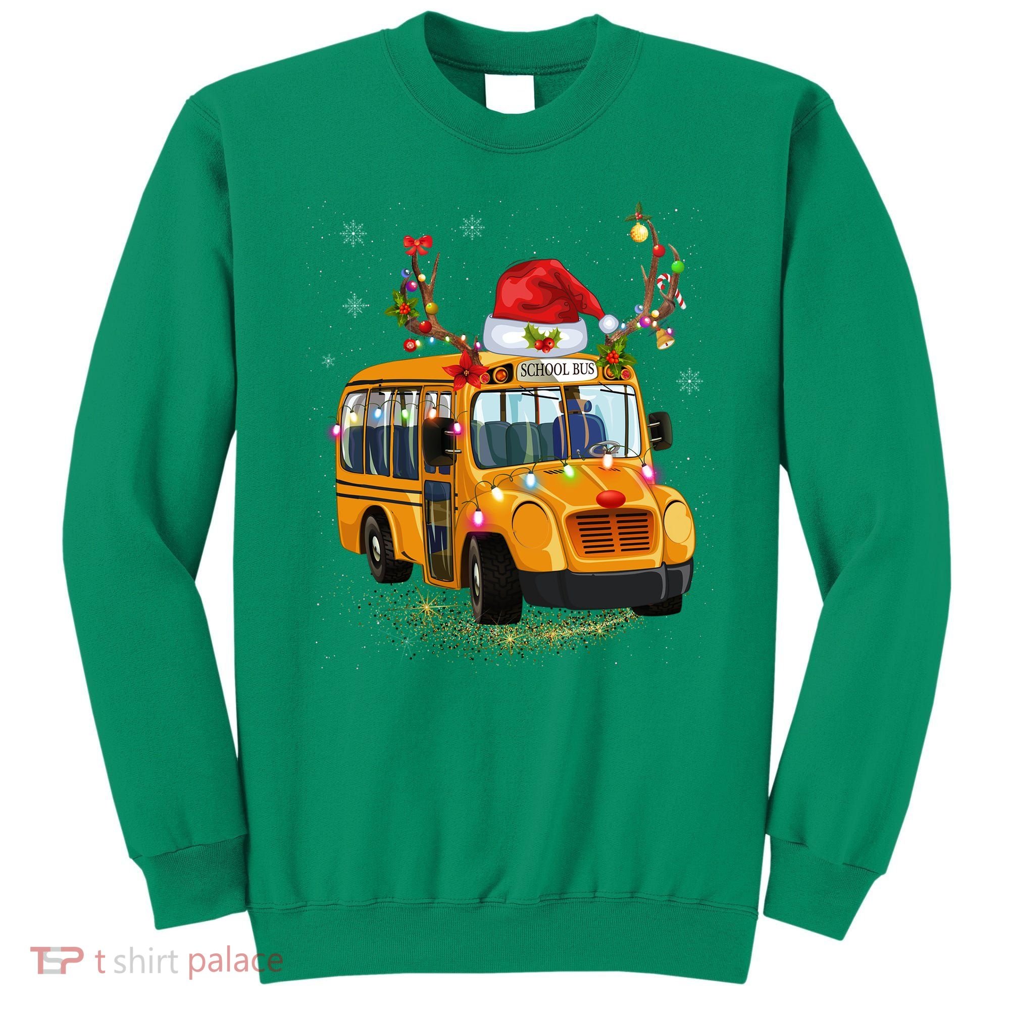 Funny School Bus Reindeer Santa Christmas School Bus Driver Sweatshirt