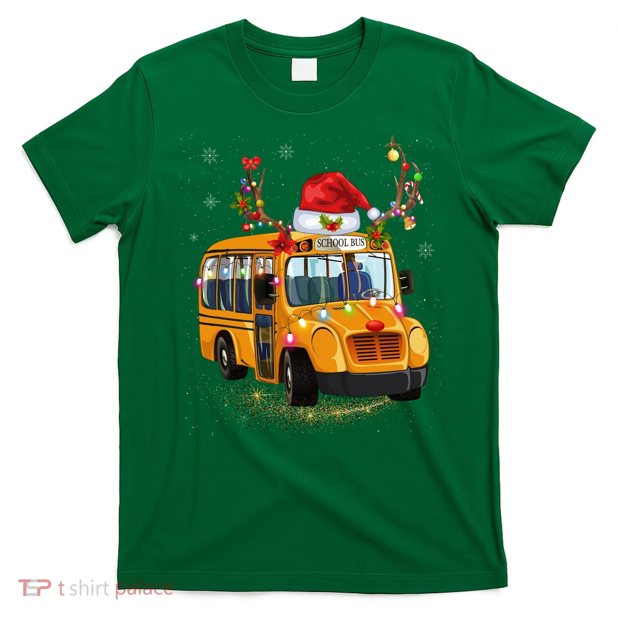 Funny School Bus Reindeer Santa Christmas School Bus Driver T-Shirt