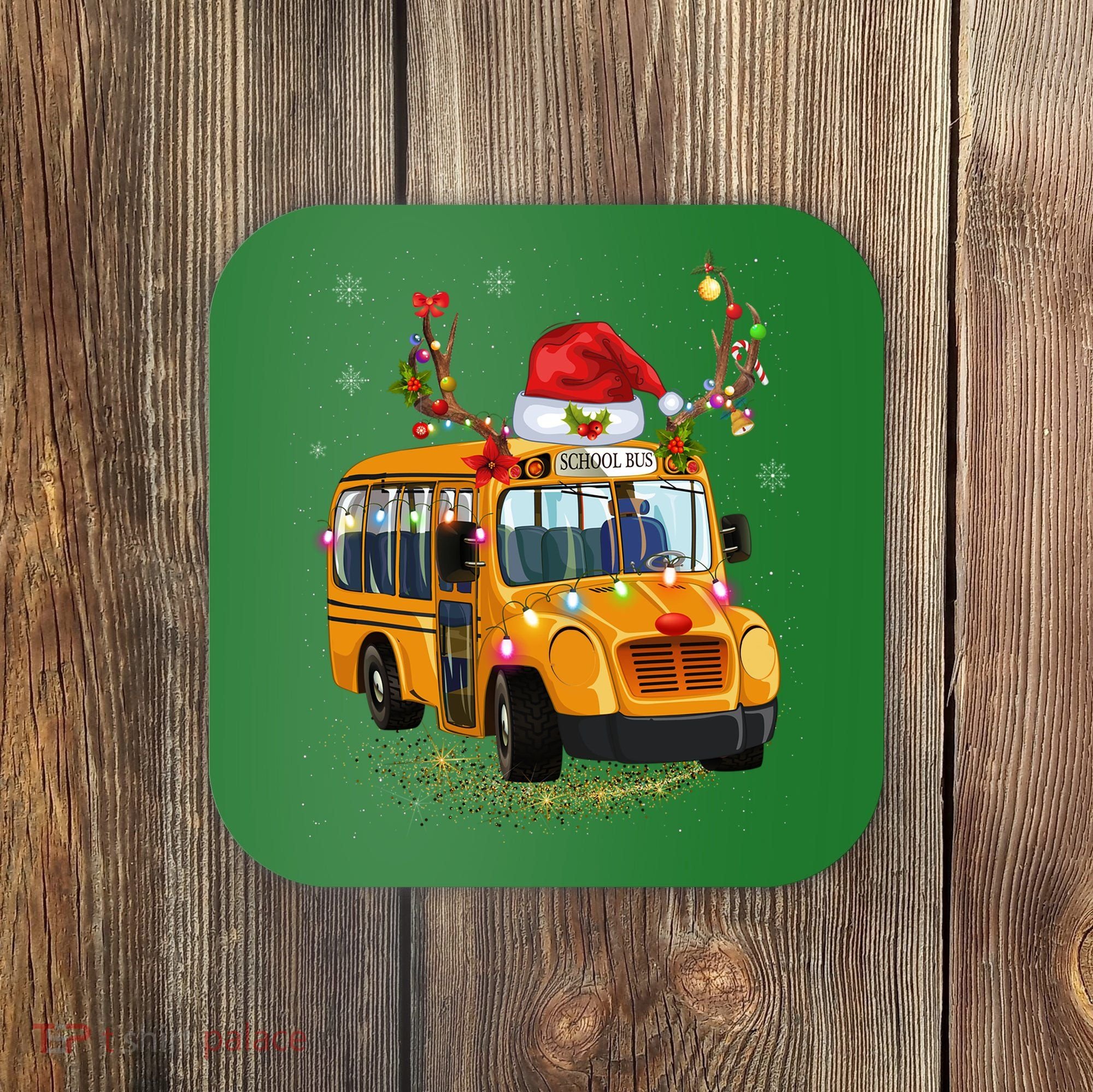Funny School Bus Reindeer Santa Christmas School Bus Driver Coaster