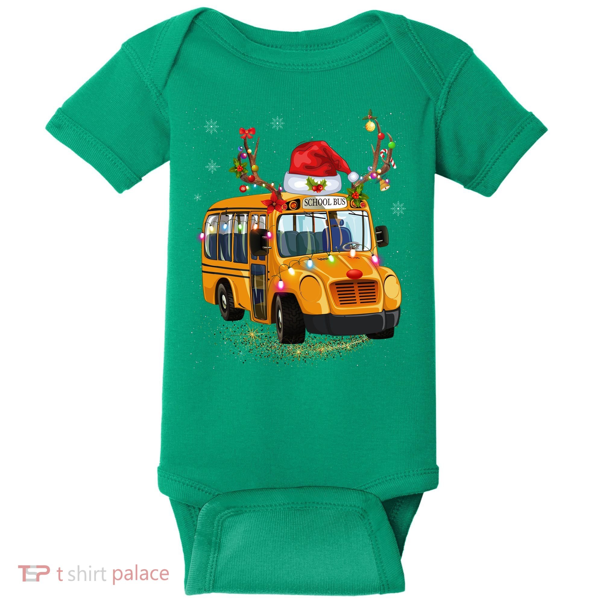 Funny School Bus Reindeer Santa Christmas School Bus Driver Baby Bodysuit