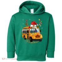 Funny School Bus Reindeer Santa Christmas School Bus Driver Toddler Hoodie thumb 0