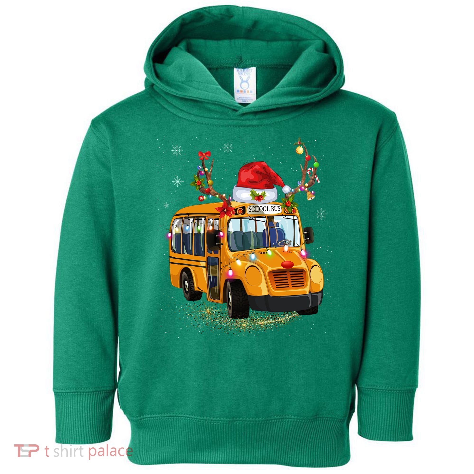 Funny School Bus Reindeer Santa Christmas School Bus Driver Toddler Hoodie
