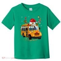 Funny School Bus Reindeer Santa Christmas School Bus Driver Toddler T-Shirt thumb 0