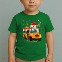 Funny School Bus Reindeer Santa Christmas School Bus Driver Toddler T-Shirt thumb 2