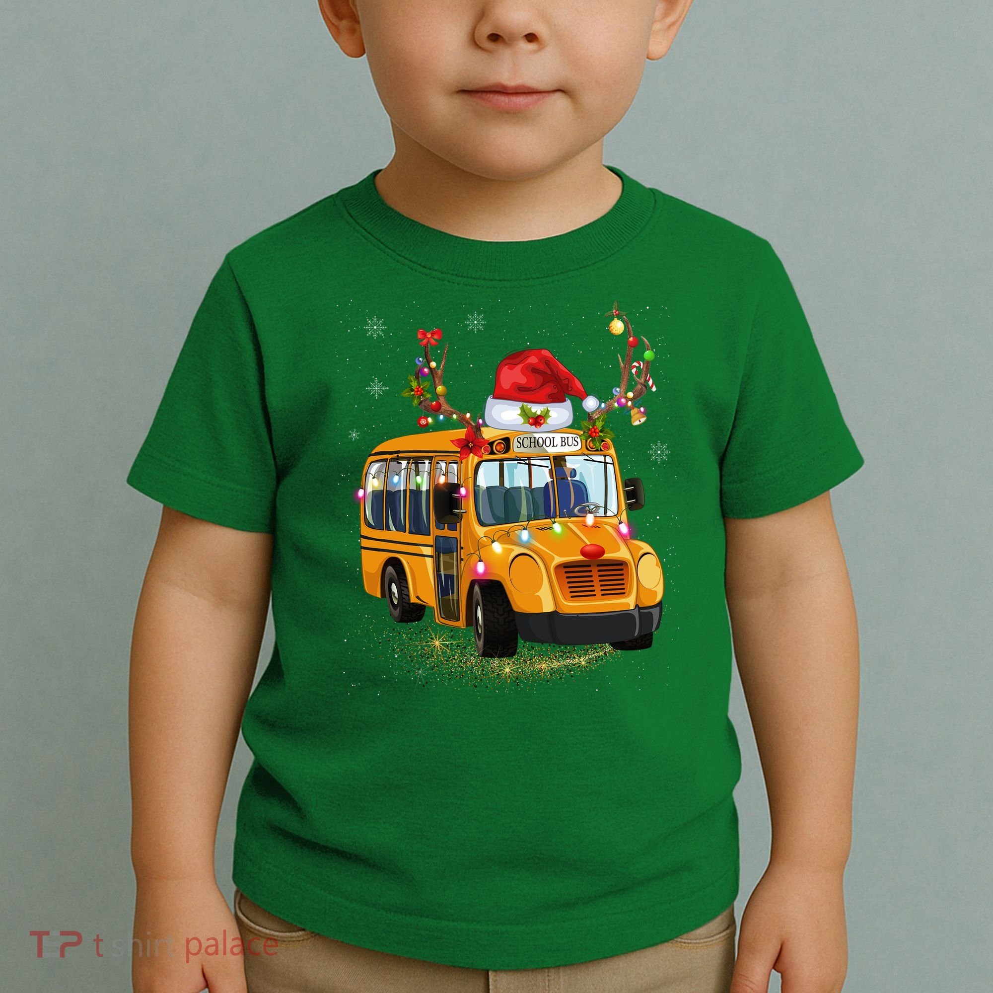 Funny School Bus Reindeer Santa Christmas School Bus Driver Toddler T-Shirt