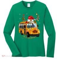 Funny School Bus Reindeer Santa Christmas School Bus Driver Women's Long Sleeve Shirt thumb 0