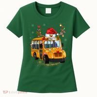 Funny School Bus Reindeer Santa Christmas School Bus Driver Women's T-Shirt thumb 0