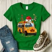 Funny School Bus Reindeer Santa Christmas School Bus Driver Women's T-Shirt thumb 3
