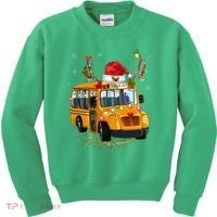 Funny School Bus Reindeer Santa Christmas School Bus Driver Kids Sweatshirt thumb 0