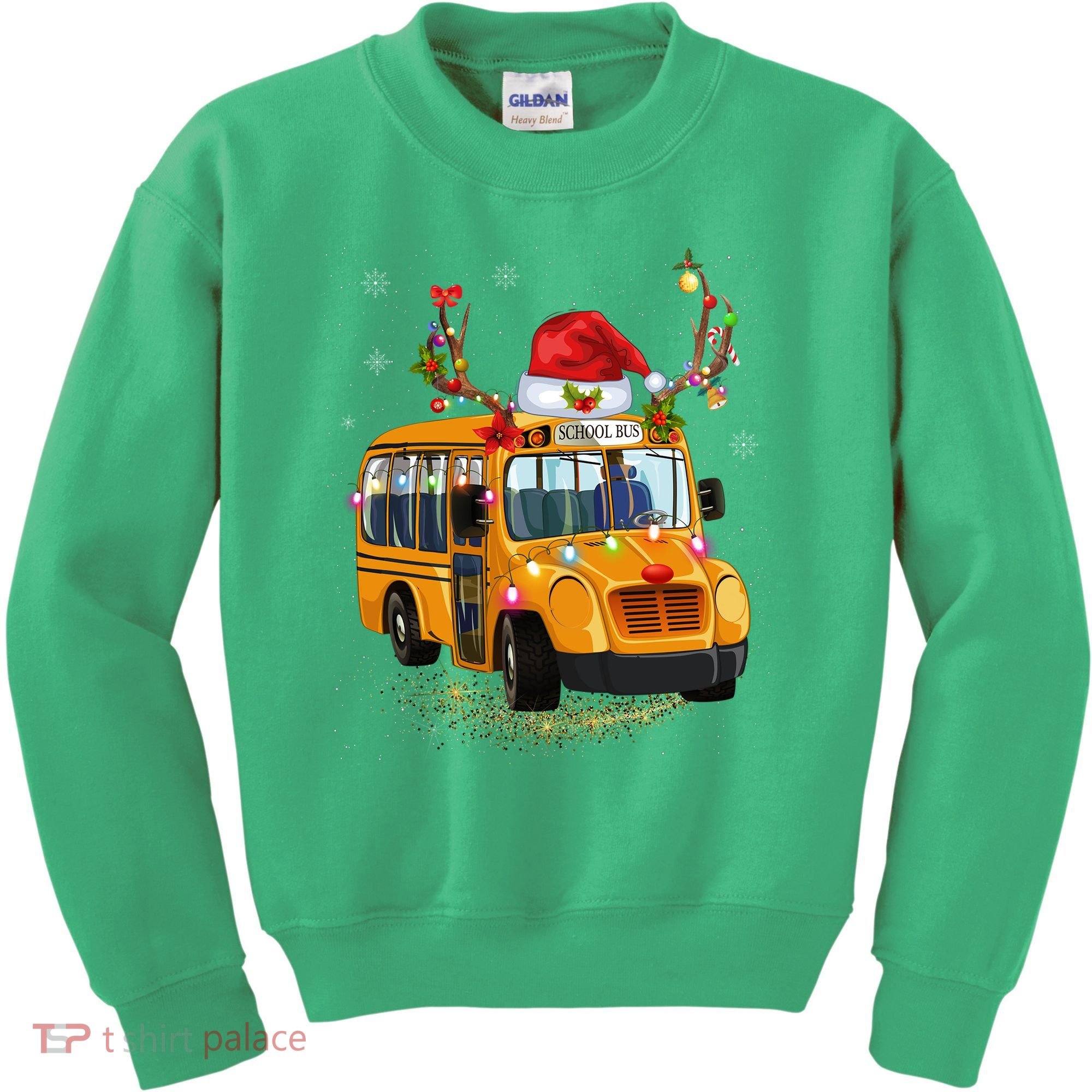 Funny School Bus Reindeer Santa Christmas School Bus Driver Kids Sweatshirt