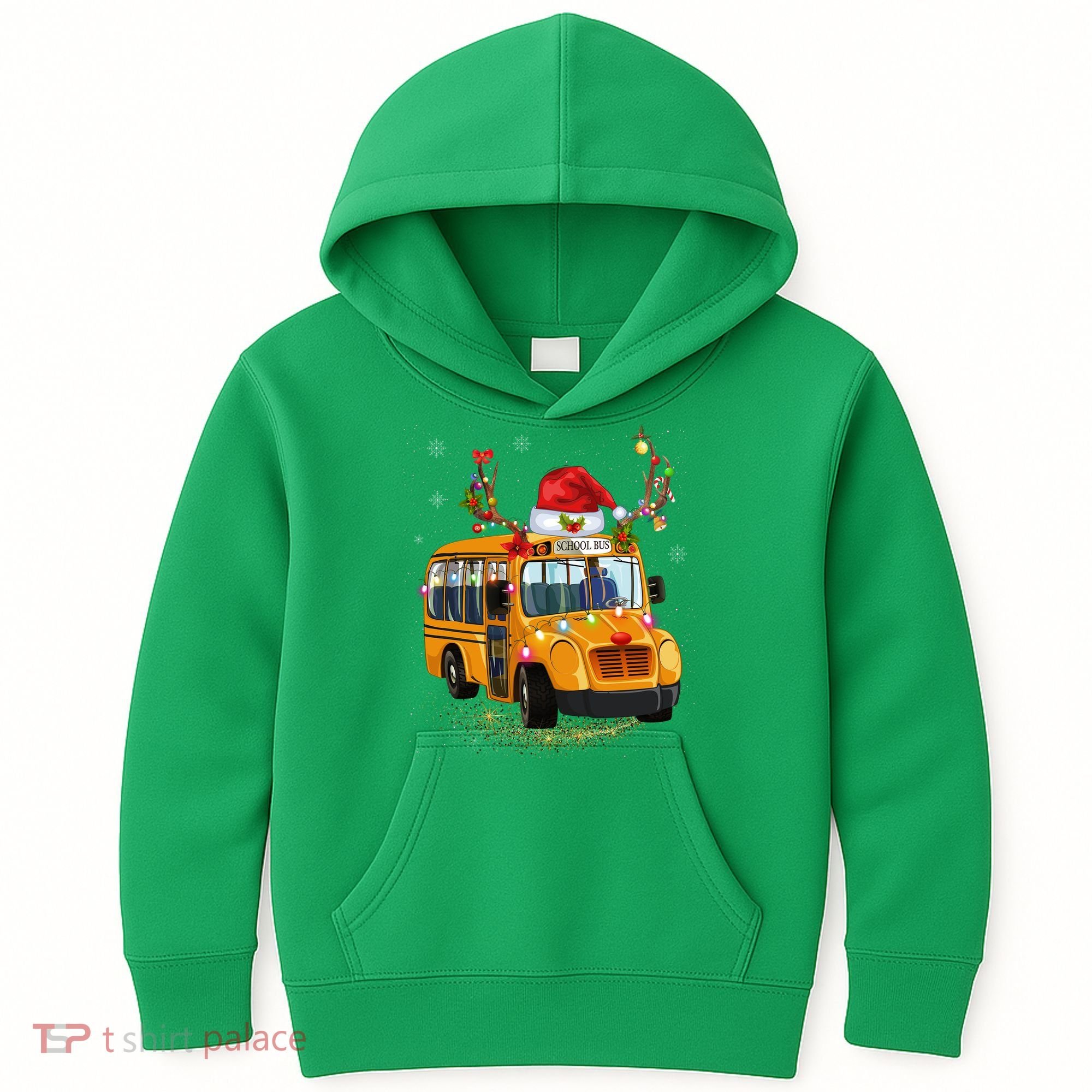 Funny School Bus Reindeer Santa Christmas School Bus Driver Kids Hoodie