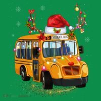 Funny School Bus Reindeer Santa Christmas School Bus Driver Kids T-Shirt thumb 4