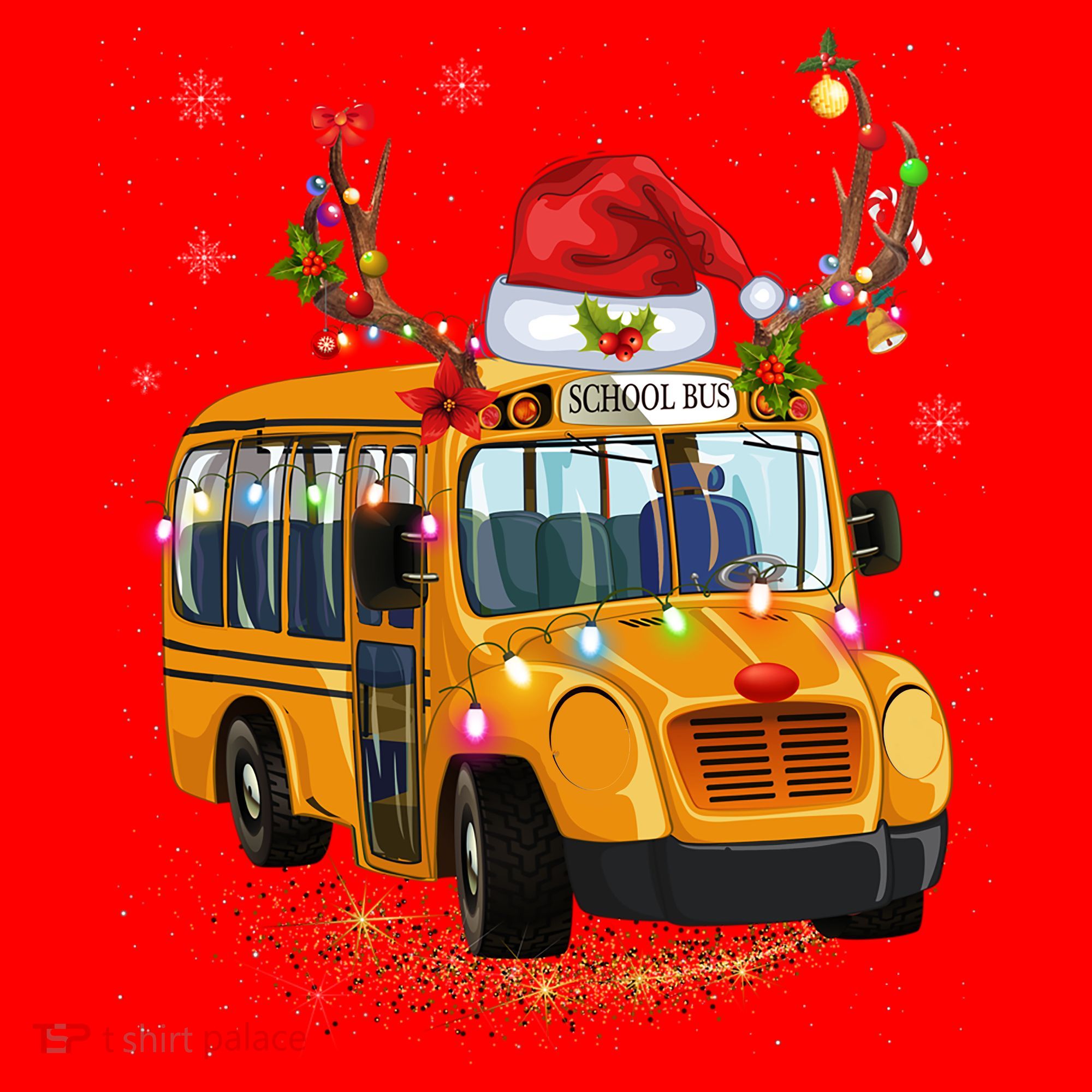 Funny School Bus Reindeer Santa Christmas School Bus Driver Santa Hat