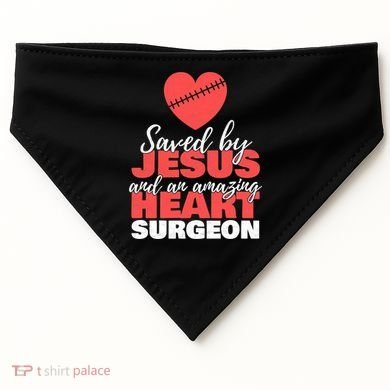 Funny Saved By Jesus Heart Surgeon Surgery Survivor USA-Made Doggie Bandana