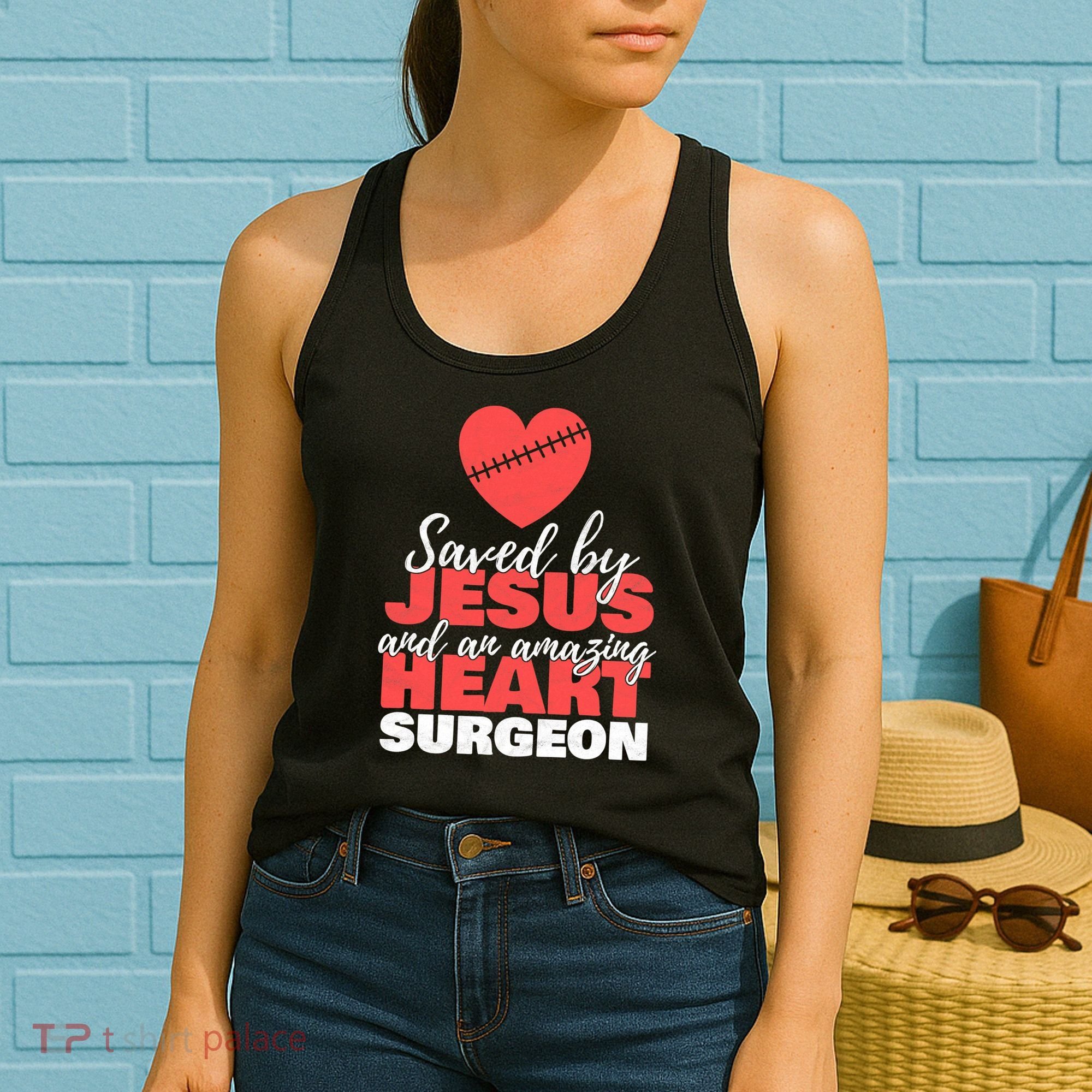 Funny Saved By Jesus Heart Surgeon Surgery Survivor Women's Tank Top