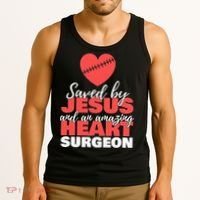Funny Saved By Jesus Heart Surgeon Surgery Survivor Tank Top thumb 3