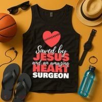 Funny Saved By Jesus Heart Surgeon Surgery Survivor Tank Top thumb 4
