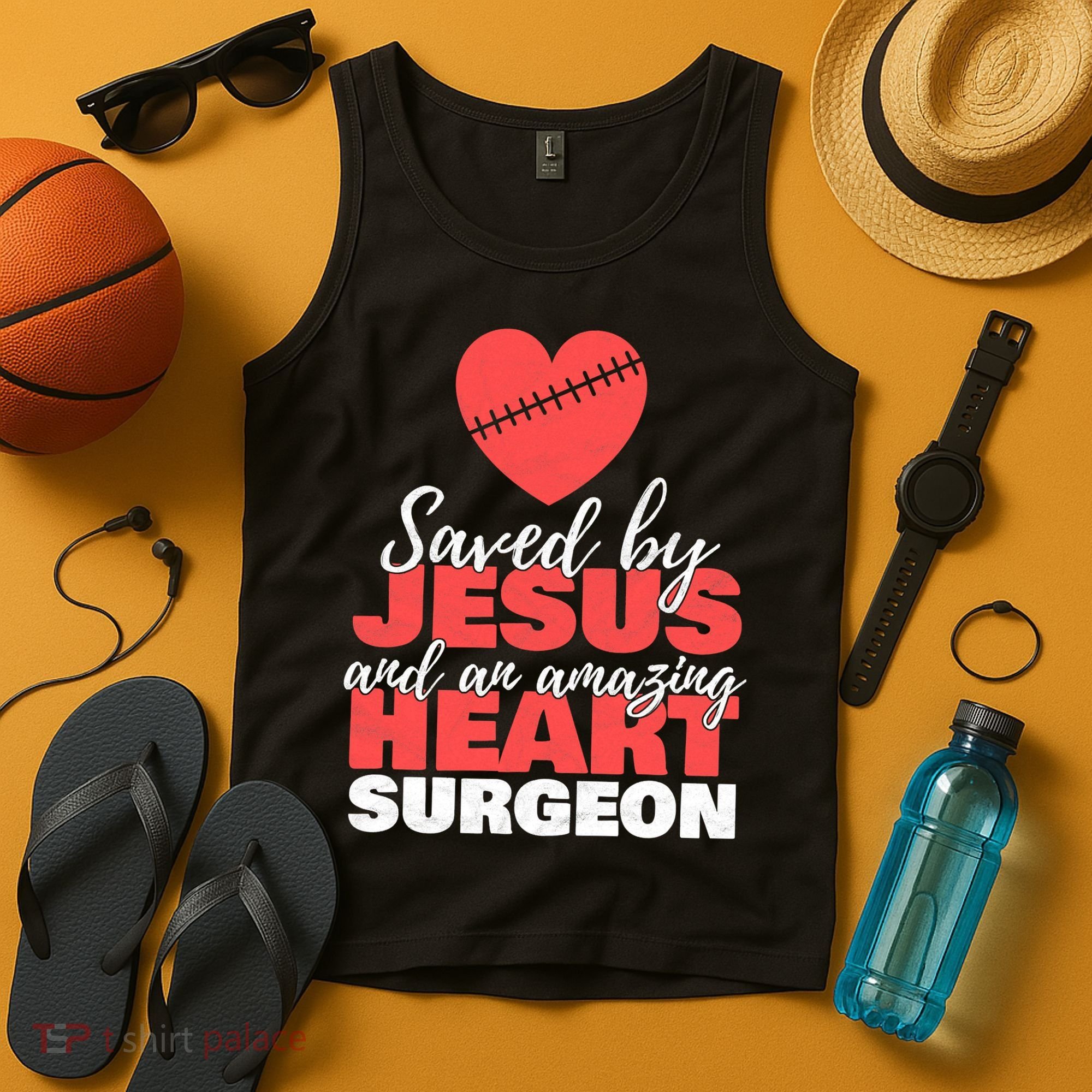 Funny Saved By Jesus Heart Surgeon Surgery Survivor Tank Top