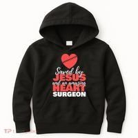 Funny Saved By Jesus Heart Surgeon Surgery Survivor Kids Hoodie thumb 0