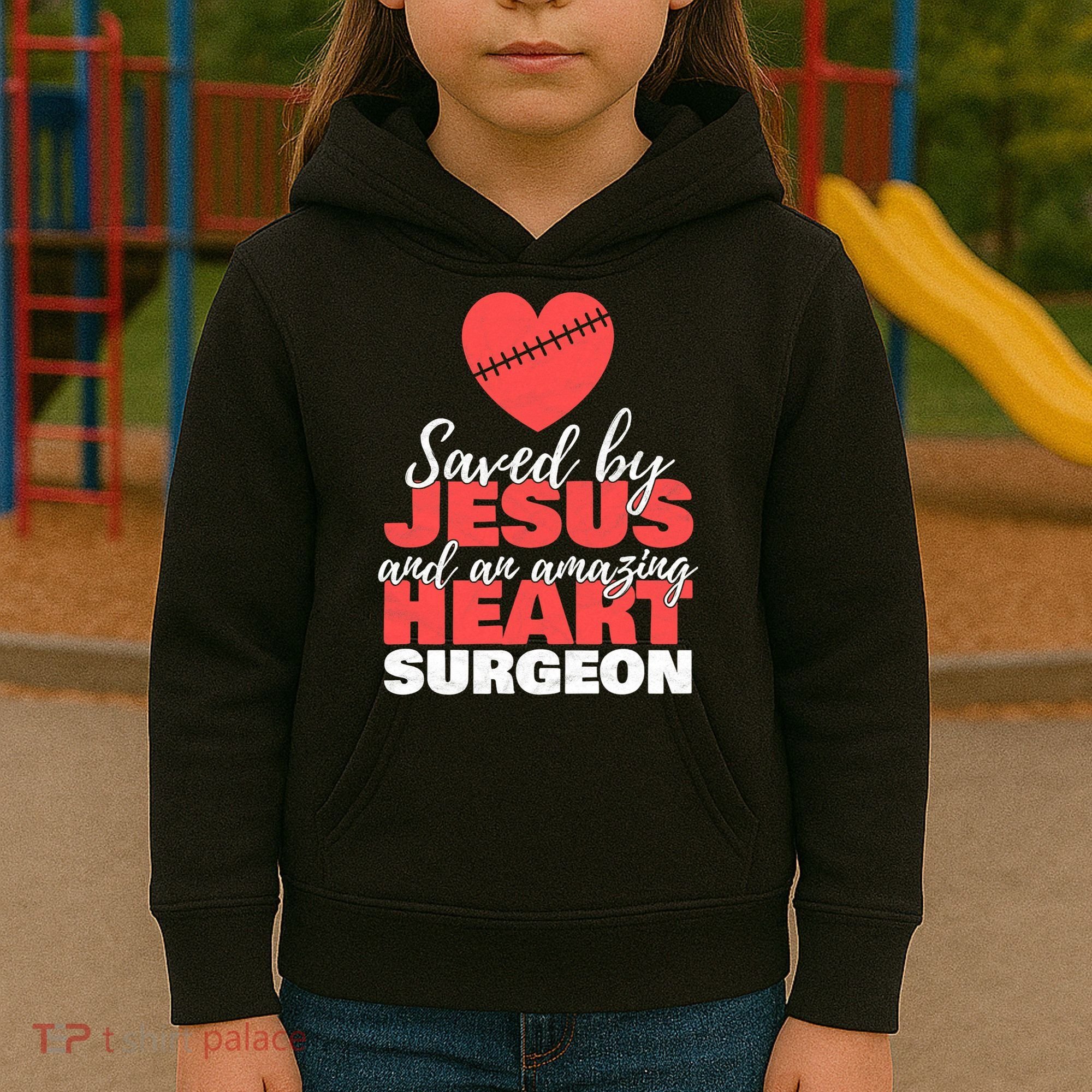 Funny Saved By Jesus Heart Surgeon Surgery Survivor Kids Hoodie