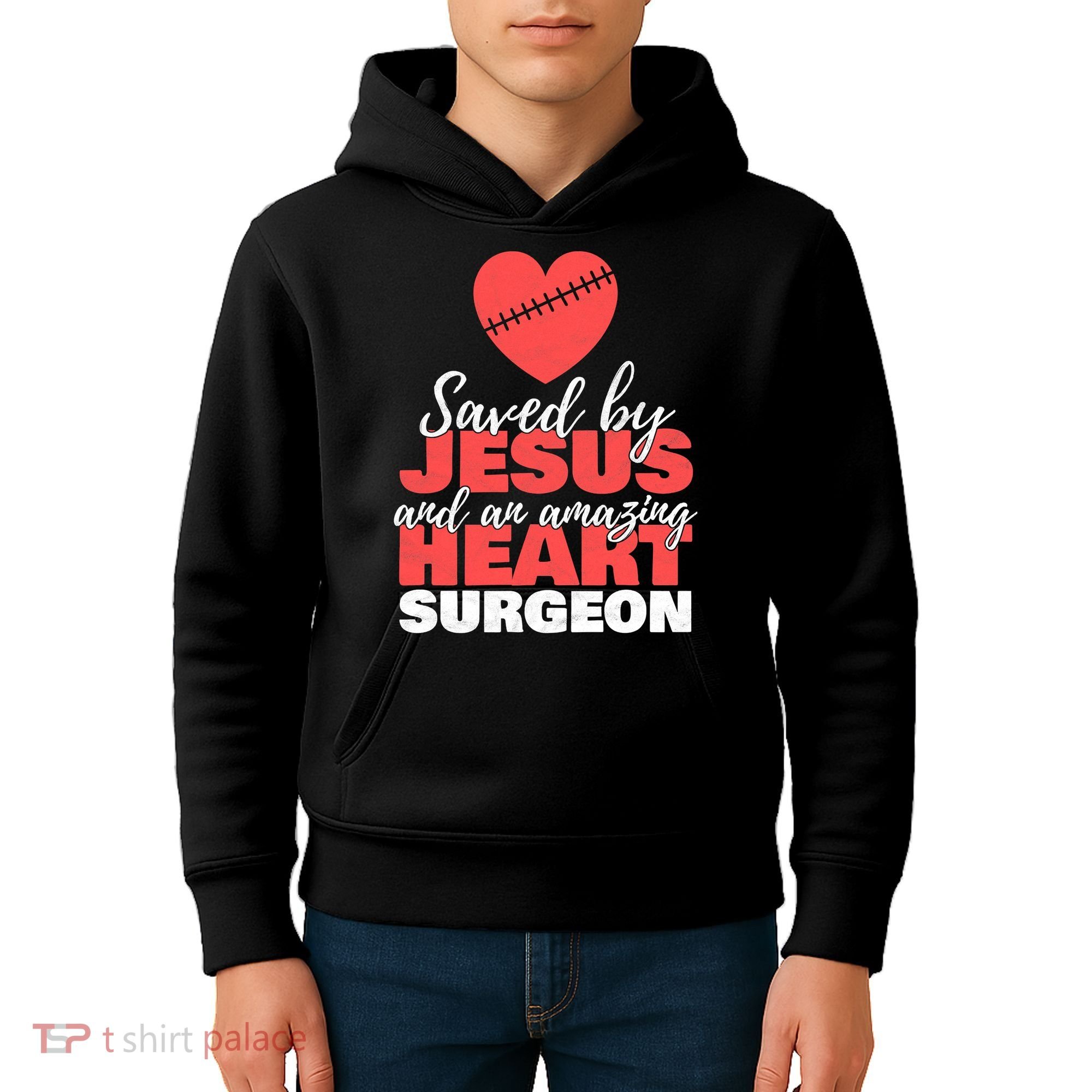 Funny Saved By Jesus Heart Surgeon Surgery Survivor Kids Hoodie