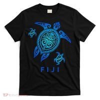 Fiji Sea Blue Tribal Turtle T-Shirt thumb 0