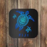 Fiji Sea Blue Tribal Turtle Coaster thumb 0