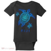 Fiji Sea Blue Tribal Turtle Baby Bodysuit thumb 0