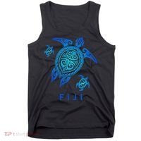 Fiji Sea Blue Tribal Turtle Tank Top thumb 0