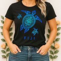 Fiji Sea Blue Tribal Turtle Women's T-Shirt thumb 2