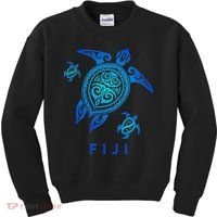 Fiji Sea Blue Tribal Turtle Kids Sweatshirt thumb 0