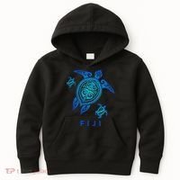 Fiji Sea Blue Tribal Turtle Kids Hoodie thumb 0