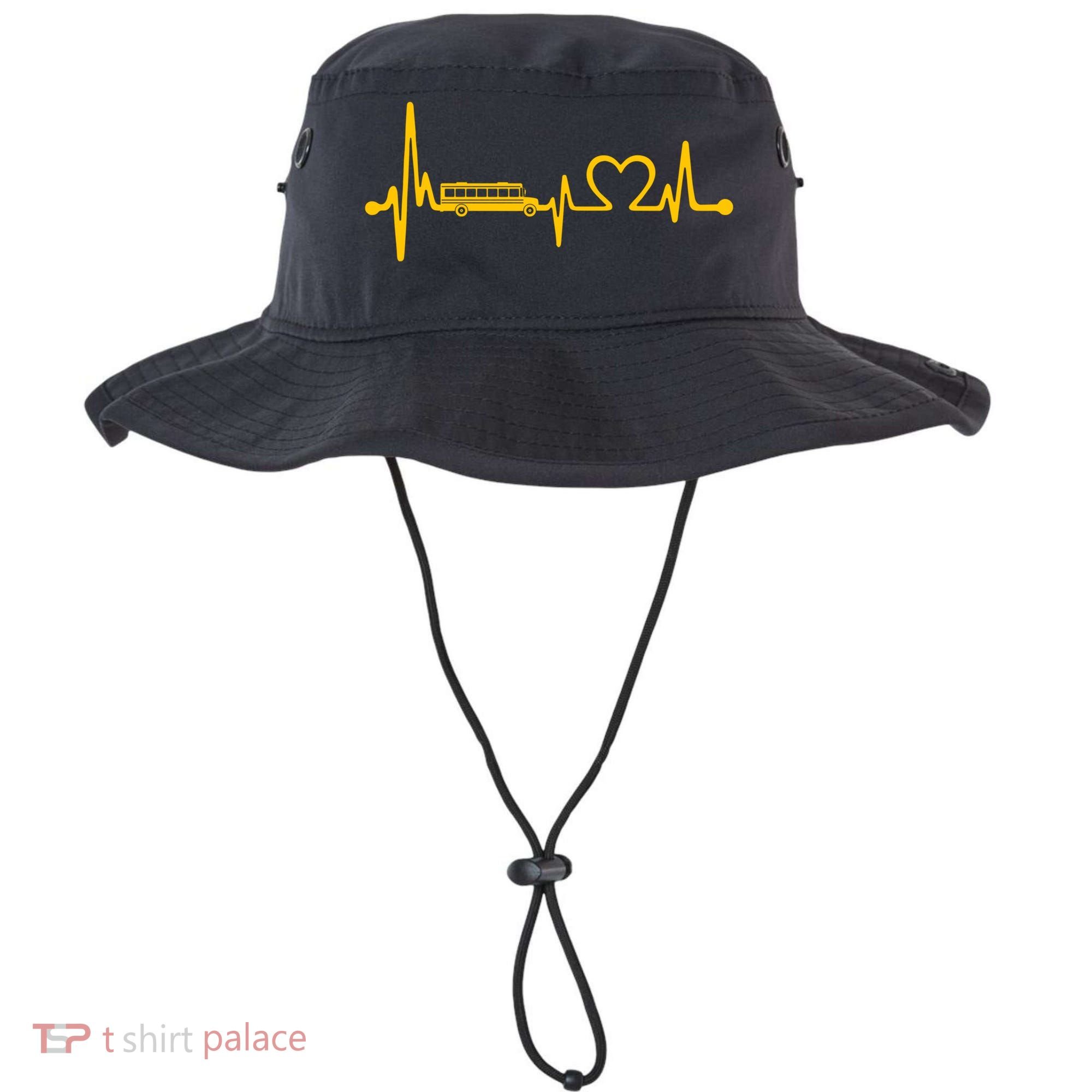 Funny School Bus Driver Gift Love School Bus Heartbeat Gift Bucket Hat