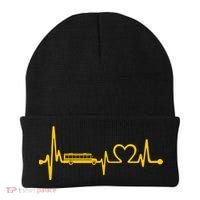 Funny School Bus Driver Gift Love School Bus Heartbeat Gift Beanie thumb 0