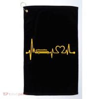 Funny School Bus Driver Gift Love School Bus Heartbeat Gift Golf Towel thumb 0
