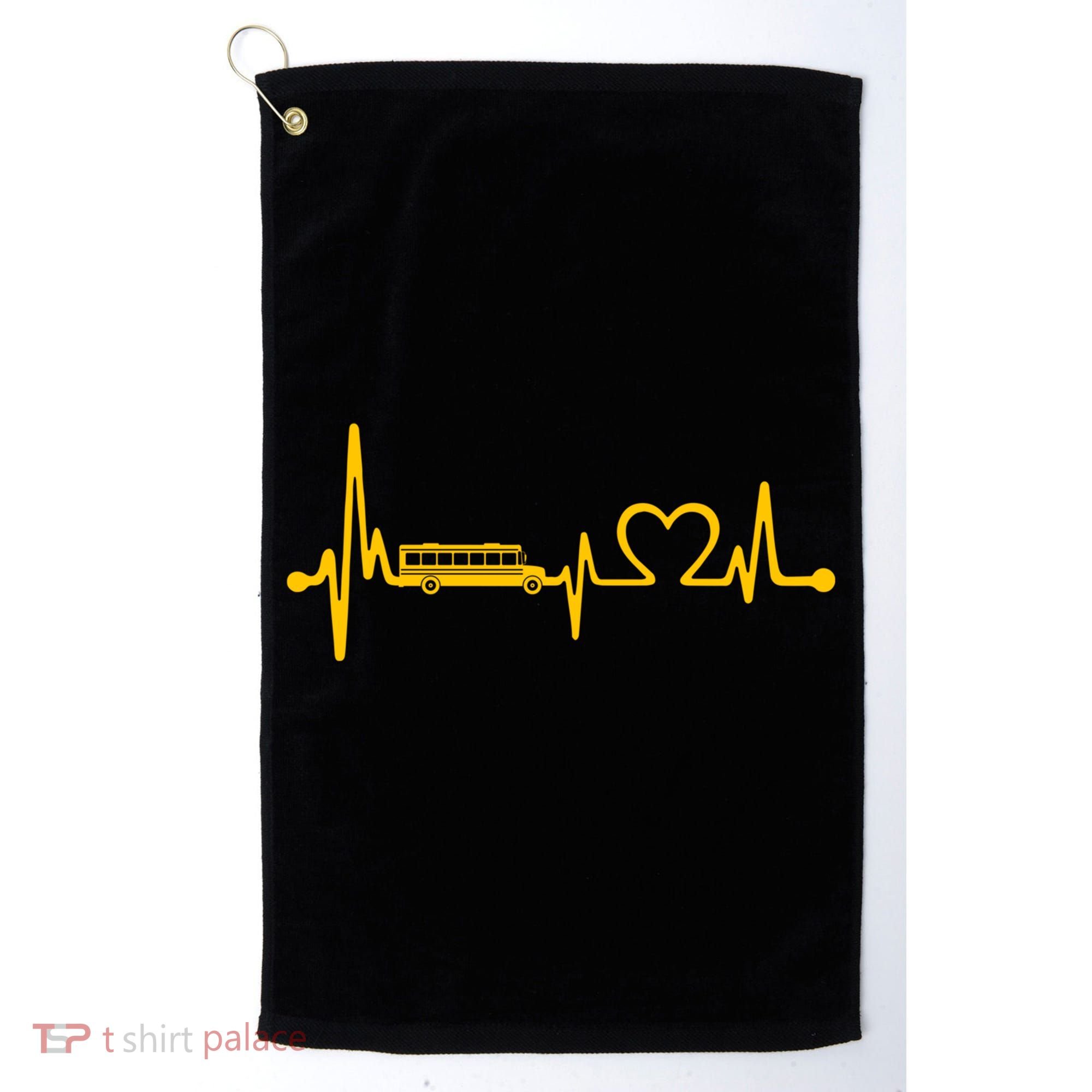 Funny School Bus Driver Gift Love School Bus Heartbeat Gift Golf Towel