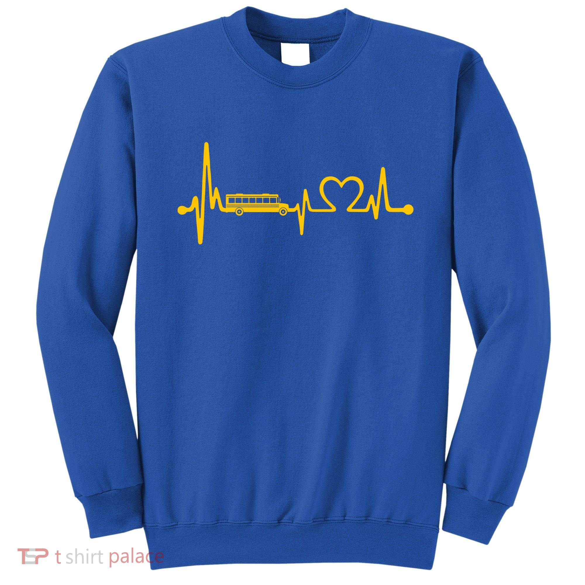 Funny School Bus Driver Gift Love School Bus Heartbeat Gift Sweatshirt