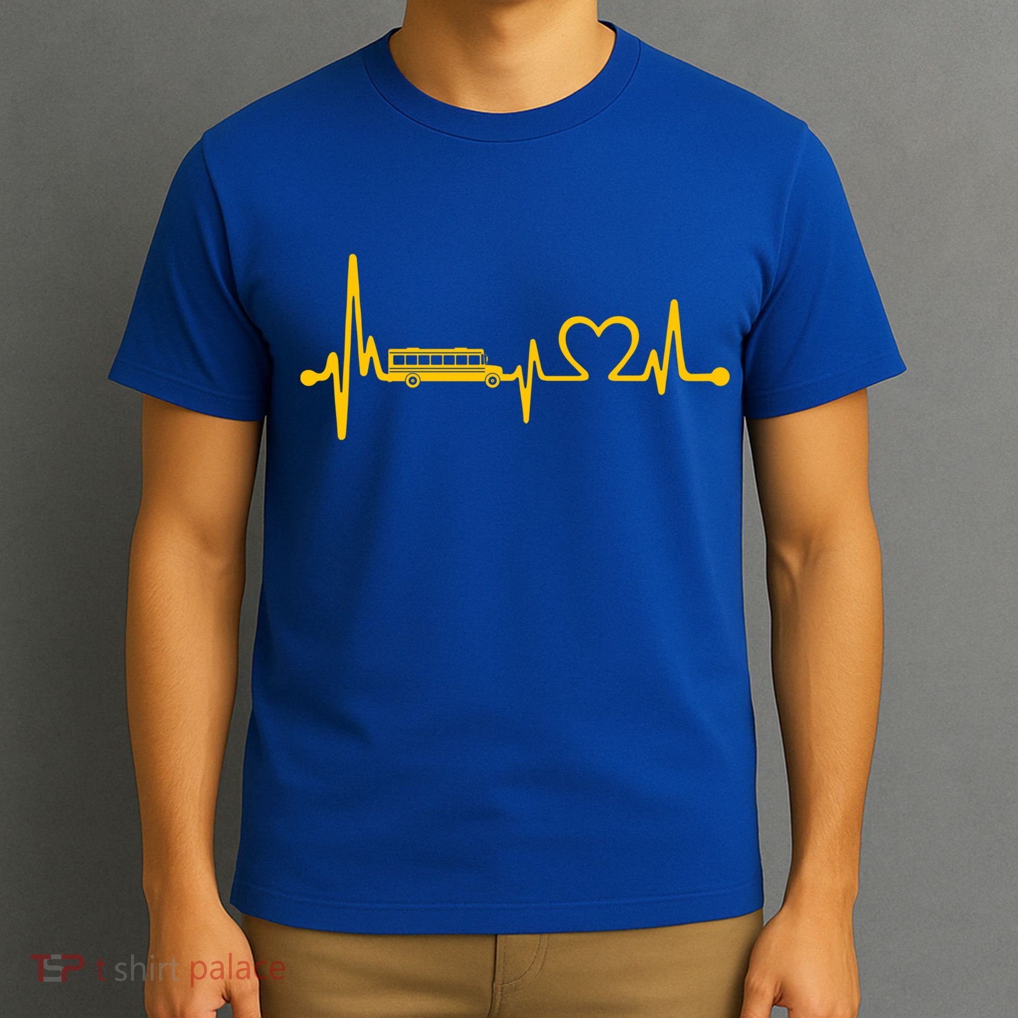 Funny School Bus Driver Gift Love School Bus Heartbeat Gift T-Shirt