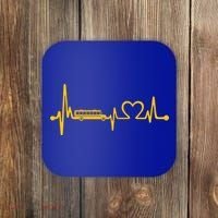 Funny School Bus Driver Gift Love School Bus Heartbeat Gift Coaster thumb 0