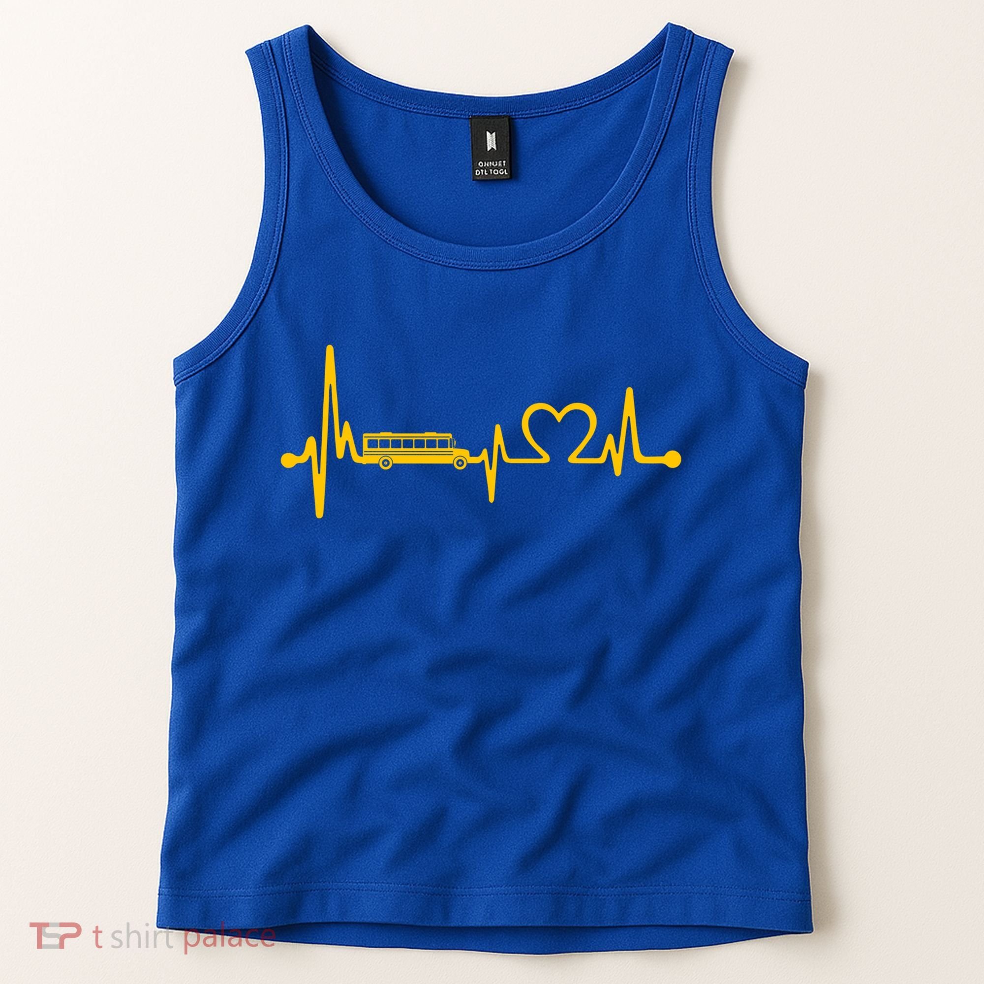 Funny School Bus Driver Gift Love School Bus Heartbeat Gift Tank Top