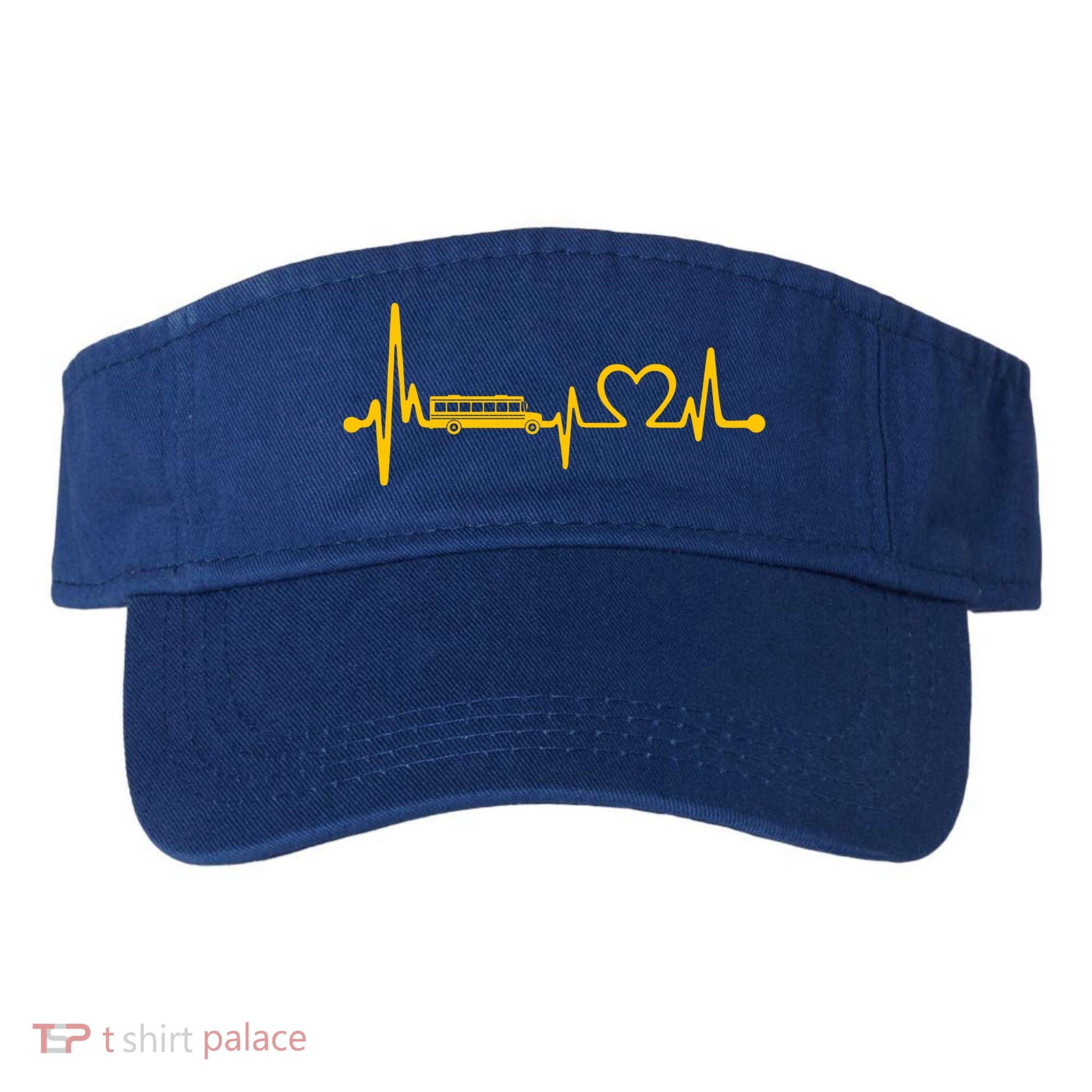 Funny School Bus Driver Gift Love School Bus Heartbeat Gift Visor