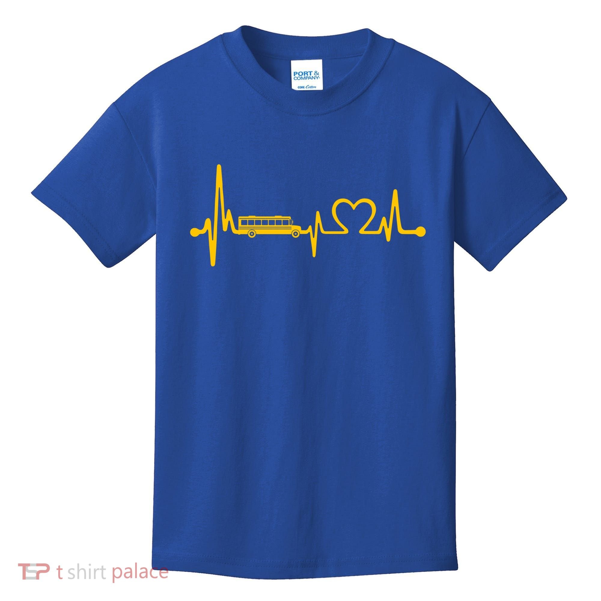 Funny School Bus Driver Gift Love School Bus Heartbeat Gift Kids T-Shirt