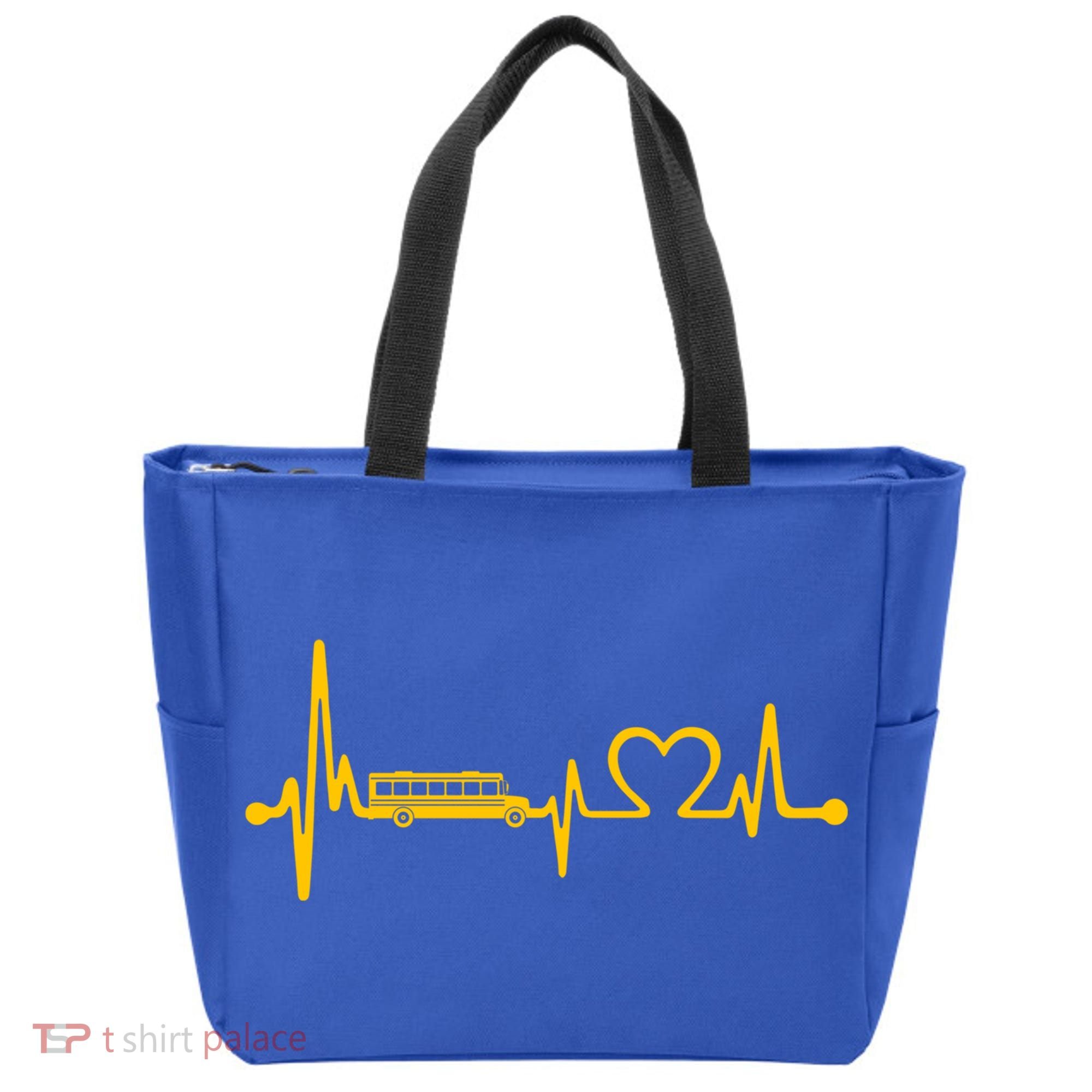 Funny School Bus Driver Gift Love School Bus Heartbeat Gift Tote Bag