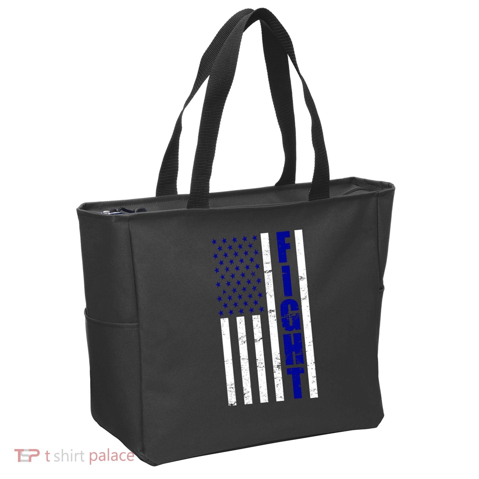 Fight Support Blue American Flag Tote Bag