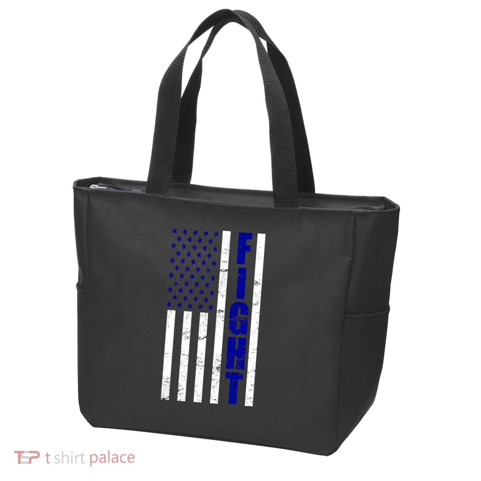Fight Support Blue American Flag Tote Bag